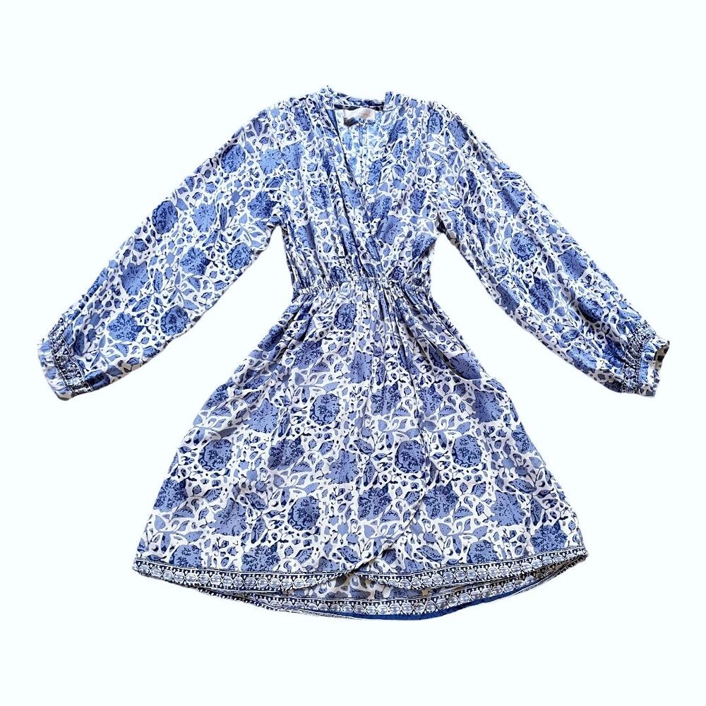 Natalie Martin Silk Nico Wrap Dress Long Sleeve Floral Print Small